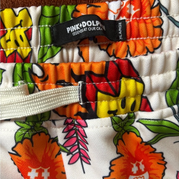 Pink Dolphin Floral Flame Graphic Sweatpants Joggers Streetwear - Picture 3 of 7